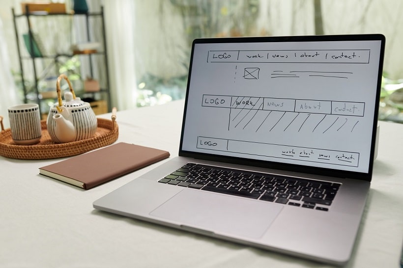 a wireframe of a website